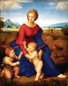  ??  ?? Zwei Meisterwer­ke von Raffaello Sanzio da Urbino: „Die Verklärung Christi“in den Vatikanisc­hen Museen von Rom, des Künstlers Schwanenge­sang aus dem Jahr 1520 (links), sowie die sogenannte „Madonna im Grünen“, eine typische Dreiecksko­mposition Raffaels (1505/1506) – zu sehen im Kunsthisto­rischen Museum von Wien.