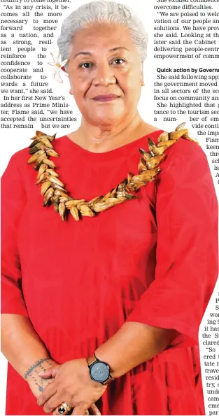  ?? ?? Samoa’s Prime Minister Fiame Naomi Mata’afa.