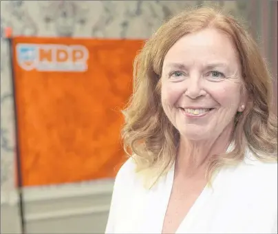  ?? MITCH MACDONALD/THE GUARDIAN ?? Leah-Jane Hayward was acclaimed as the provincial NDP’s new president during the party’s AGM at the Rodd Charlottet­own Hotel on Saturday. Hayward said she wants to whip the party into shape and that the immediate priority for members is to help get...