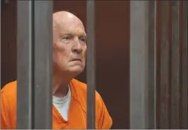  ?? The Associated Press ?? Joseph James DeAngelo stands in a Sacramento, Calif., jail court on Tuesday as a judge weighed how much informatio­n to release about the arrest of the former police officer accused of being the Golden State Killer. He is suspected in at least a dozen...