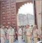  ?? HT PHOTO ?? More than 1,500 policemen and PAC jawans deployed outside the mosque.