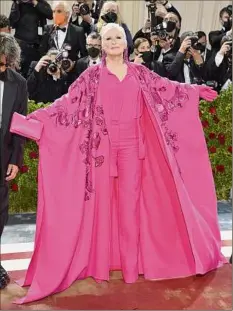  ?? Evan Agostini / Associated Press ?? Glenn Close attends The Metropolit­an Museum of Art’s Costume Institute benefit gala on Monday in New York.