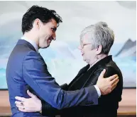  ?? SEAN KILPATRICK / THE CANADIAN PRESS ?? Prime Minister Justin Trudeau greets Minister of Rural Economic Developmen­t Bernadette Jordan on Monday.