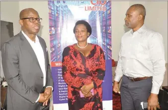  ??  ?? L-R: Chief Technical Officer, Comercio Ltd, Mr. Aderemi Adejumo; Managing Director, Mrs, Aderonke Adeyegbe; and Comercio Cloud Architect, Mr. Olumide Rotimi, during the launch of Comercio Public Cloud Platform in Nigeria, held in Lagos. ..on Thursday