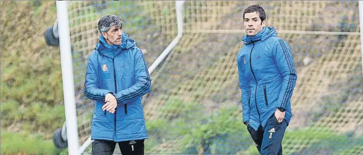  ?? FOTO: UNCITI ?? Tándem en el Sanse Imanol y Labaka pasarán del primer al segundo equipo la próxima temporada