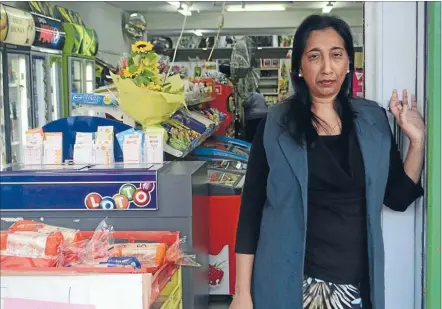  ?? Photo: CATHERINE GAFFANEY ?? At a loss: Eastside Four Square owner Mazina Jalal, who wants compensati­on for the financial loss she has suffered as a result of the Mungavin Ave upgrade.