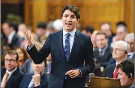  ?? CP PHOTO ?? Prime Minister Justin Trudeau answers a question during Question Period in the House of Commons yesterday.