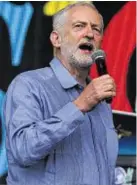  ??  ?? Jeremy Corbyn addresses the crowd from the main stage