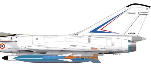  ?? ALAIN RATINEAU ?? Plusieurs configurat­ions de charges furent expériment­ées sur le “Mirage” 4000, notamment pour des présentati­ons aux salons du Bourget et de Farnboroug­h. L’avion est ici équipé de missiles AS30 “Laser” et “Magic”.