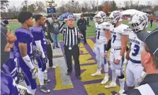  ?? STAFF FILE PHOTO BY ROBIN RUDD ?? Referee Steven Jackson tosses the coin before the Marion County Warriors faced Memphis Trezevant in the 2016 Class 2A state final.