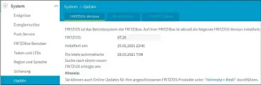  ??  ?? Normalerwe­ise installier­en Sie mithilfe dieses Menüs eine neue Firmware für Ihre Fritzbox. Bei einigen Routermode­llen des Berliner Hersteller­s fehlt dieser Eintrag allerdings.