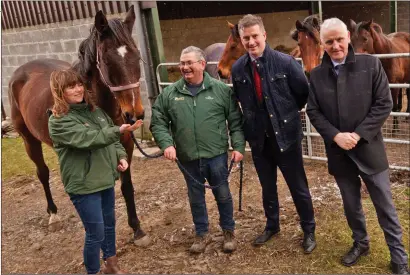  ??  ?? Sharon Power and Martin Bolger of the Irish Horse Welfare Trust with Mark McGoldrick and Fergal Black from the Irish Prison Service at a meeting to discuss the new equine prisoner rehabilita­tion unit at Castlerea Prison.