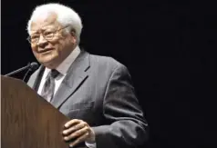  ?? PHOTO BY SAMUEL M. SIMPKINS/THE NASHVILLE TENNESSEAN ?? Civil rights stalwart the Rev. James Lawson speaks at Langford Auditorium on the Vanderbilt University campus in 2016.