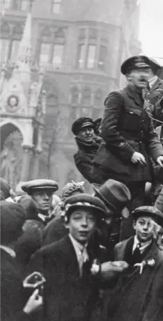  ??  ?? Above: Armistice celebratio­ns in Birmingham, 1918