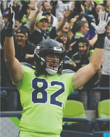  ?? STEPHEN BRASHEAR / THE ASSOCIATED PRESS FILES ?? Seattle Seahawks tight end Luke Willson, a Canadian product, spent eight seasons in the NFL and earned a Super Bowl ring with Seattle in 2013.
