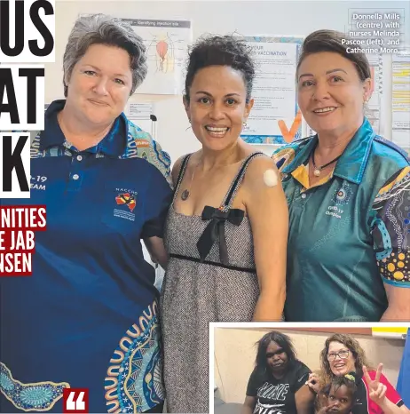  ??  ?? Donnella Mills (centre) with nurses Melinda Pascoe (left), and Catherine Moro.