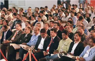  ?? Photos by Neeraj Murali ?? Delegates at the Loka Kerala Sabha meet at the Etisalat Academy on Friday. —