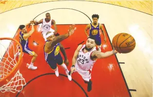  ?? GREGORY SHAMUS/GETTY IMAGES ?? Fred VanVleet had an impressive NBA Finals debut Thursday in Game 1 against the Golden State Warriors. He says after the first few possession­s, it felt just like any regular-season game.