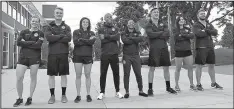  ?? AP/U.S. OLYMPIC COMMITTEE ?? The eight winners of Scouting Camp: The Next Olympic Hopeful are shown at the U.S. Olympic Training Center in Colorado Springs, Colo., in July. From left are Keely Kortman, women’s track cycling; Collin Hudson, men’s track cycling; Amanda Alvarez, women’s skeleton; Quentin Butler, men’s skeleton; Kelli Smith, women’s rugby; Devin Short, men’s rugby; Kyle Plante, women’s bobsled; and Josh Williamson, men’s bobsled.