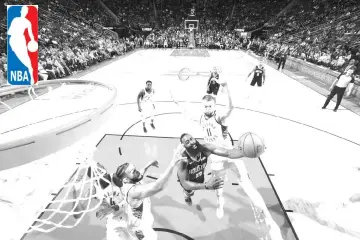  ??  ?? James Harden #13 of the Houston Rockets shoots the ball against the Indiana Pacers on November 11, 2018 at Toyota Center in Houston, Texas. - AFP photo