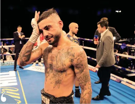  ??  ?? ■ Lewis Ritson shows his dejection after losing EBU Lightweigh­t Championsh­ip to Francesco Patera