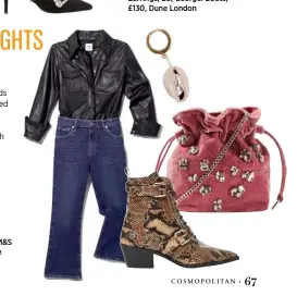  ??  ?? Shirt, £199.99, H&amp;M Studio. Jeans, £40, Topshop. Earring, £105, Wald Berlin. Bag, £35, M&amp;S Collection. Boots, £105, Office