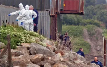  ??  ?? Forensics teams at work at Bray Boxing Club (top) and around the harbour area (bottom).