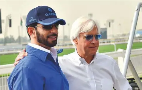  ?? Virendra Saklani/Gulf News ?? Trainers Saeed Bin Surour and Bob Baffert at Breakfast With The Stars at Meydan Racecourse yesterday.