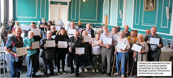  ?? ?? Tenants are rewarded for their talents in an annual garden competitio­n by Charnwood Borough Council. Pictured are all the winners last year