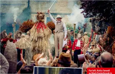  ??  ?? Far left, Rufus Sewell as Mark Easterbroo­k in The Pale Horse; above, the Lammas parade in Much Deeping; left, Jenna Coleman and Sewell in Victoria.