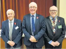  ??  ?? Trains talk From the left at East Kilbride Probus Club’s meeting is Bill Haig, Bob Gardiner and John Walker