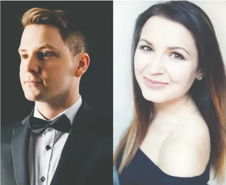  ?? JULIE ISAAC PHOTOGRAPH­Y AND THE SASKATOON OPERA ?? The interim executive director of Saskatoon Opera, Spencer Mcknight, left, is planning a livestream­ed performanc­e titled Ukrainian Art Song on a Starlit Night, featuring soprano Kateryna Khartova, right, and pianist Sophia Mycyk.