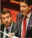  ?? Foto: dpa ?? Auf Tuchfühlun­g: Premier Giuseppe Conte und Matteo Salvini (rechts).