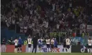  ?? Photograph: Lars ?? England players celebrate in front of their fans at full time.