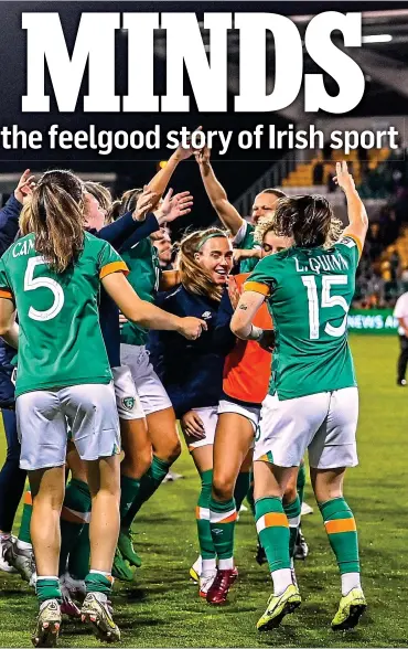  ?? ?? ALL IN IT TOGETHER: The lack of ego in the Ireland set-up is evident in how the entire squad celebrated as one last Thursday night in Tallaght