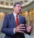  ?? — AP ?? WASHINGTON: Sen Joe Manchin, D-W Va responds to questions during a television news interview on Capitol Hill.