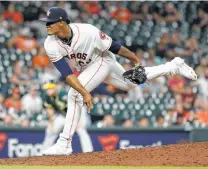  ?? Karen Warren / Staff photograph­er ?? In 52⁄3 September innings for the Astros, 22-year-old rookie reliever Bryan Abreu has 10 strikeouts and a 1.59 ERA.