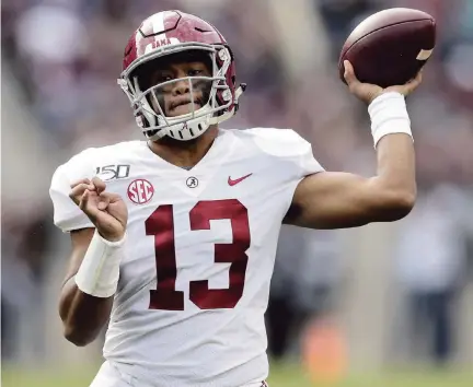  ?? SAM CRAFT AP ?? ESPN released the video of Alabama quarterbac­k Tua Tagovailoa’s Pro Day workout on Thursday, and ESPN analyst Dan Orlovsky raved about his performanc­e, saying his throws were, ‘NFL accurate.’ The former NFL quarterbac­k added that Tagovailoa will have a ‘tremendous impact.’
