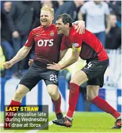  ??  ?? LAST STRAW Killie equalise late during Wednesday 1-1 draw at Ibrox