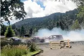  ?? Photos: SUPPLIED, ROBERT STEVEN/STUFF ?? Cars drift around corners at the abandoned Waikune Prison on New Year’s Day, left, showing engines revving and tyres smoking. Bryan Finnerty, right, says he went to the site to complain after the noise of the third full day of drifting and had a golf club swung at his head. He blocked the blow and suffered broken bones in his hand.