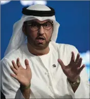  ?? KAMRAN JEBREILI — THE ASSOCIATED PRESS ?? Dr. Sultan Al Jaber, COP28 president-designate and UAE's special envoy for climate change, talks during the Climate Future Week at Museum of the Future in Dubai, United Arab Emirates, on Saturday.