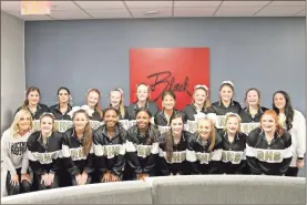  ?? / Contribute­d by Shelly Culver ?? The Rockmart Lady Jackets cheer squad were just some of the many students who got to not only experience a day at Mercedes Benz Stadium supporting the football team, but did it from the sidelines.