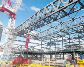  ??  ?? The steel frames at SkyCity Convention Centre built and erected by Whanga¯ rei-based Culham Engineerin­g.