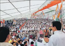  ?? HT PHOTO ?? Congress leader Randeep Surjewala during a public meeting at Nissing in Karnal on Sunday.