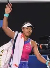  ?? WILLIAM WEST AFP ?? NAOMI Osaka waves as she walks off the court after losing to Amanda Anisimova of the US. |