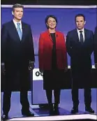  ??  ?? Arnaud Montebourg, Sylvia Pinel et Benoît Hamon lors du 3e débat.