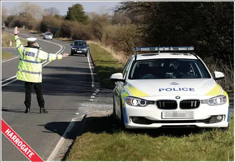  ??  ?? Pull over...North Yorkshire Police carry out spot checks to support Government’s ‘stay at home’ message