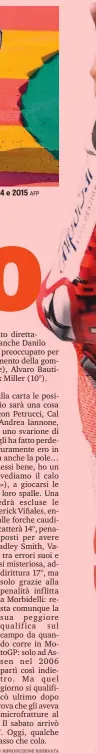  ??  ?? Jorge Lorenzo e Andrea Dovizioso in piega ad Alcaniz: per Jorge quella di ieri è la pole numero 69 della carriera e la 43a in MotoGP. Su questa pista ha vinto due volte con la Yamaha nel 2014 e 2015