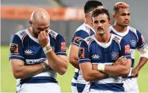  ??  ?? Dejected Auckland players after losing the Mitre 10 Cup final to Tasman late last year. Photo / Photosport