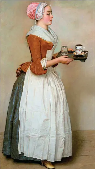  ?? Foto: wikimedia/gemeinfrei ?? von Jean-Etienne Liotard (1745) Das Schokolade­nmädchen